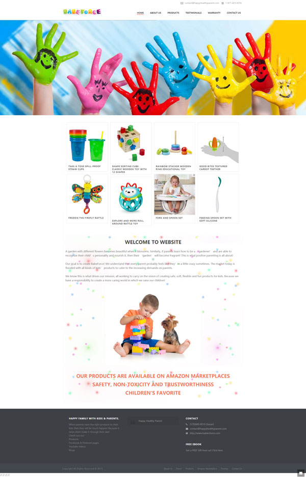 荥阳某儿童玩具企业英语网站外贸站网站首页展示